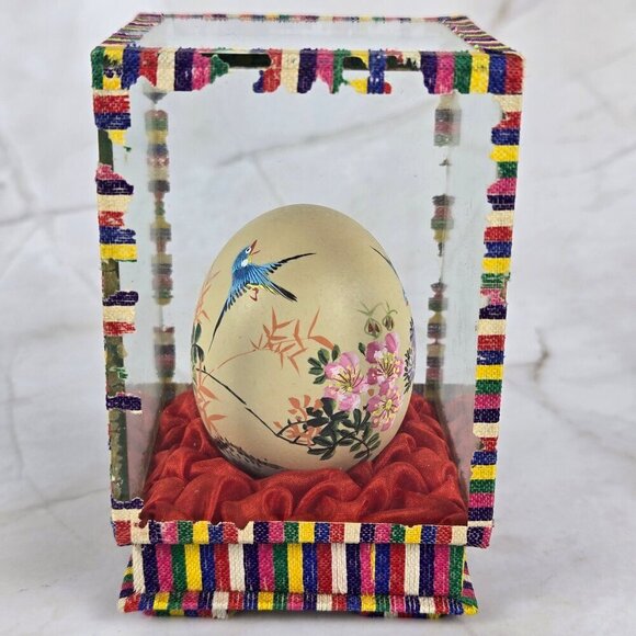 Set of 3 Handpainted Eggs in Individual Boxes Asian Design Hand Painted Vintage - Picture 13 of 16